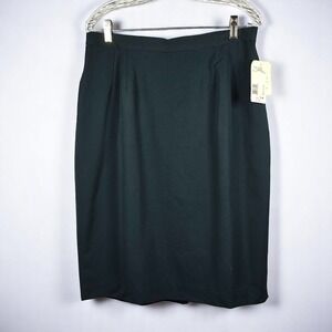 Ellen Kaye Petite Woman‎ Wool Pencil Skirt Career Evergreen Size 14 USA VTG NWT